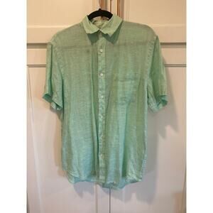 Panama Jack linen green men’s button up ocean Hawaiian shirt Medium